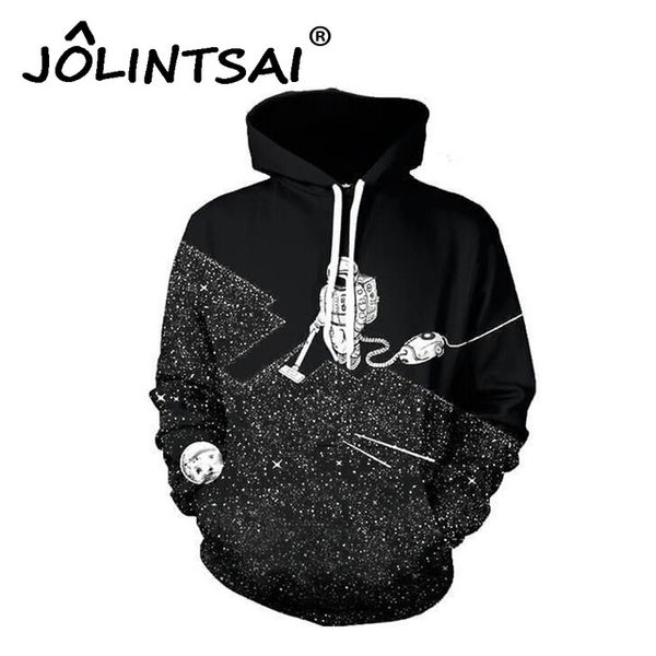 

spring/autumn european fashion tide brand hoodies mens sweatshirts 6xl 3d print astronaut pullovers with pockets tracksuits, Black