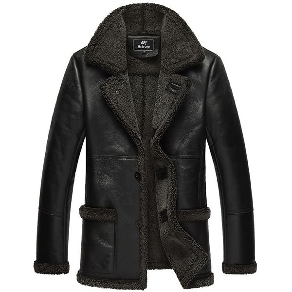 

genuine leather jacket men winter jacket original natural wool fur coat men clothes 2019 luxury sheepskin coat plus size 2508, Black