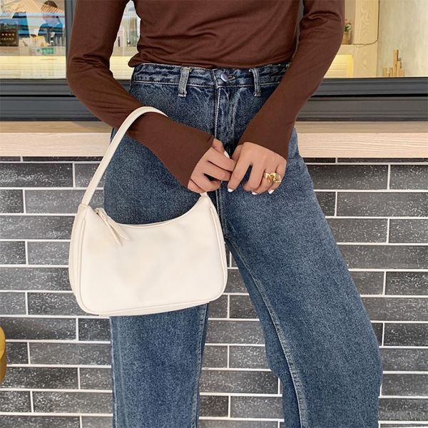 

casual women handbags soild color hobos shoulder bags pu leather female baguette shape bag fashion lady underarm bag bolso mujer