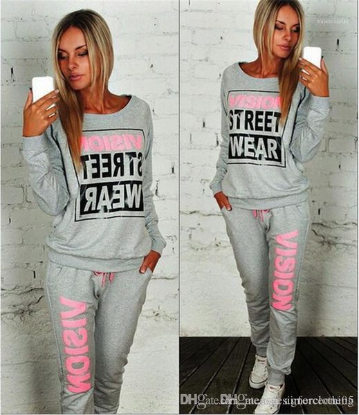 

neck tracksuits letter print hoodies designer 2pcs sports suits fashion casual womens clothing women autumn crew, Gray