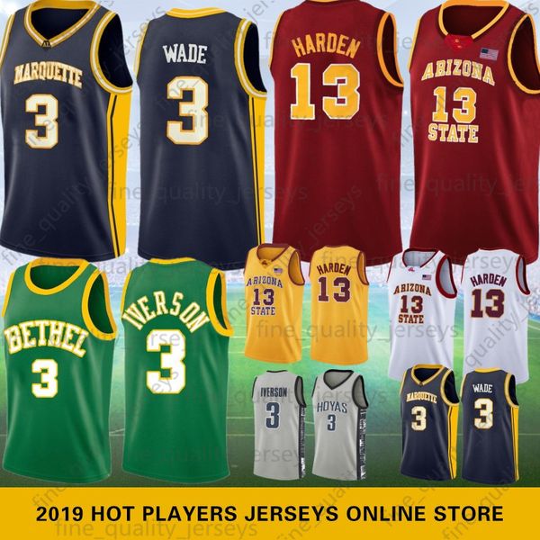 

Ncaa marquette golden eagle dwyane 3 wade college ba ketball jer ey arizona tate jame 13 harden hot