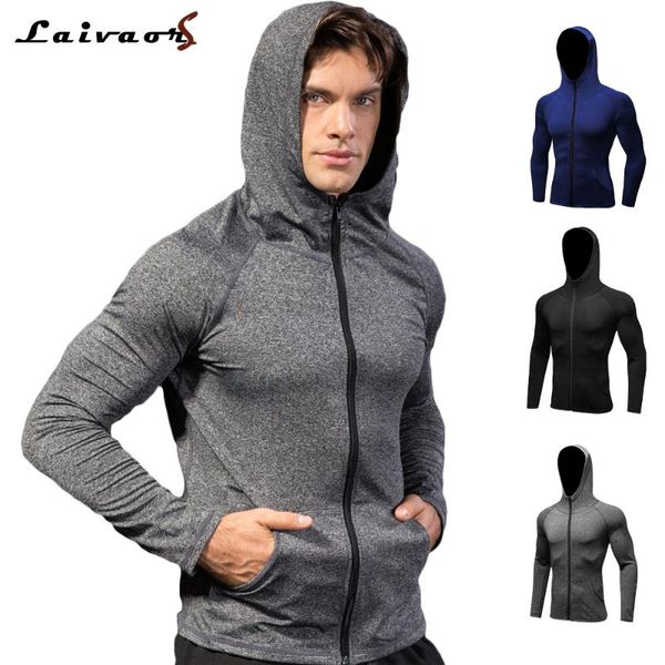 

men zipper hooded workout clothes long sleeve quick dry activewear running sportswear fitness basketball training jogging jacket