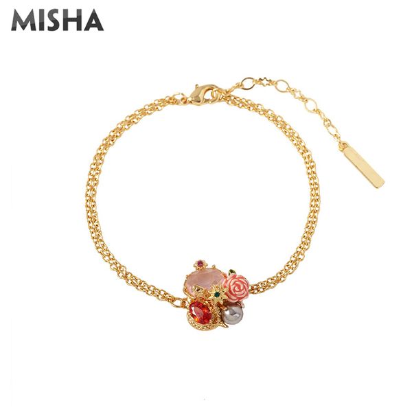 

misha new bracelets bangles jewelry for women girls chain rose flower design romantic bracelets for women gifts l977, Golden;silver