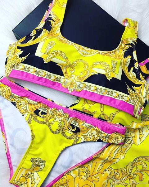 

2020 новый дизайнер пляж стиль бикини купальники письма печати письма шаблон сексуальный цельный купальник, White;black