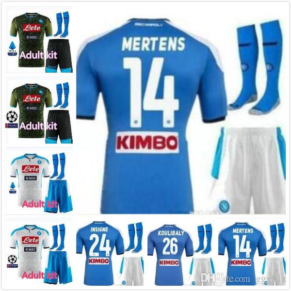 

kit 2019 2020 naples home mertens soccer jersey 19 20 naples away black insigne men jerseys 2020 napoli hamsik blue football shirt, Black;yellow