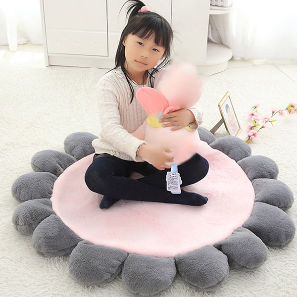 

1.1m 3d round flower shape rug living room stretch carpets play mat baby room crawling pad folding children's floor mat carpet