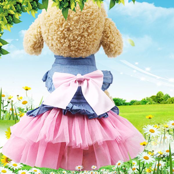 

autumn and winter new dog clothes pet supplies cat korean version of denim skirt spring and summer cat clothing wholesale