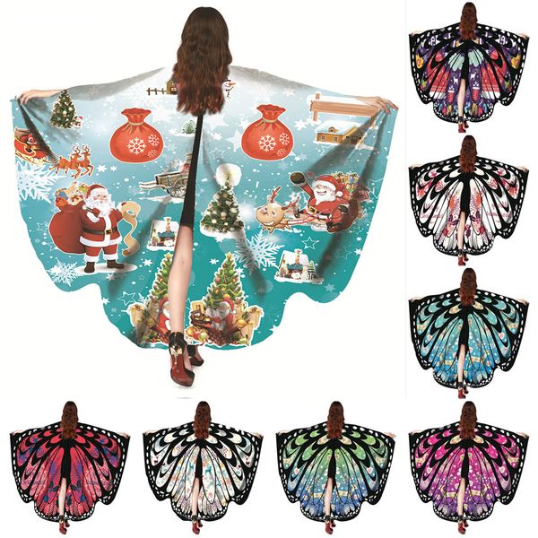 

fashion women girls shawls and scarves christmas butterfly wings shawl scarves women shawls and poncho butterfly wings print sept, Red;brown