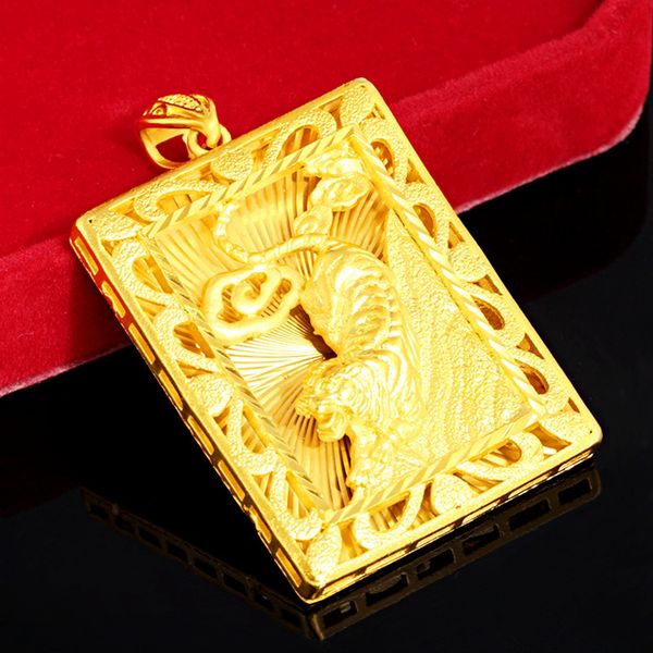 

brave tiger pendant necklace rope chain 18k yellow gold filled hip hop mens jewelry vivid animal pattern, Silver