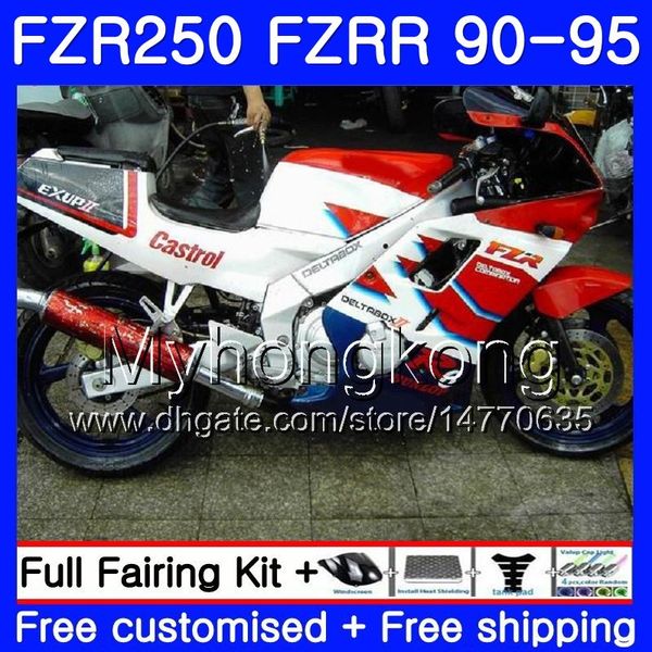FZRR250 weiße Castrol für Yamaha FZR-250 1990 1991 1992 1993 1994 1995 250HM.21 FZR 250 FZR250R FZR 250R FZR250 90 91 92 93 94 95 Verkleidung