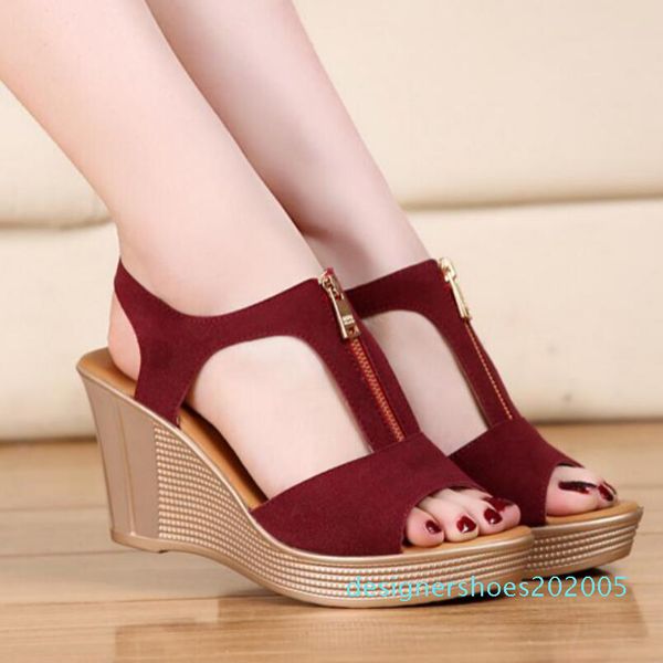 

women sandals summer platform high heels sandal shoes women ladies sandal heels wedge sandalia plataforma plus size 34-43 d05, Black