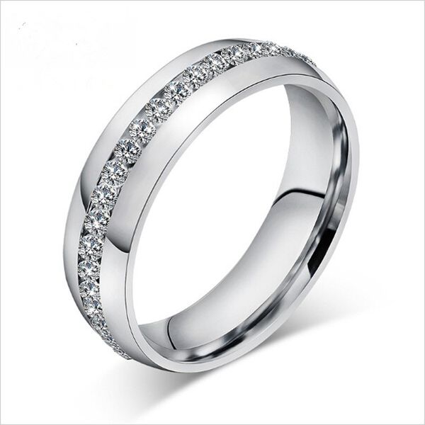 

5mm Oblique Zircon Carving 316L Stainless Steel finger Engagement Wedding rings for women and men