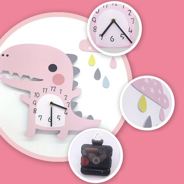 

mute three-dimensional dinosaur cartoon design wall clock for home living room children's room wall hanging clock