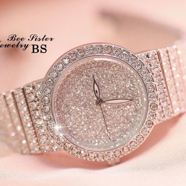 

luxury diamond dial women watches full steel quartz watches ladies fashion bracelet watch girl fashion watch horloges vrouwen, Slivery;brown