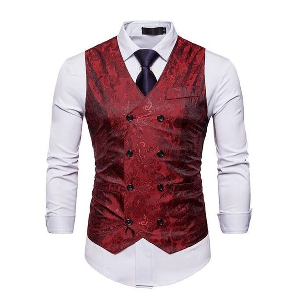 

fashion men double breasted dress vests chaleco sleeveless gilet slim sleeveless waistcoat men suit hombre for party wedding, Black;white