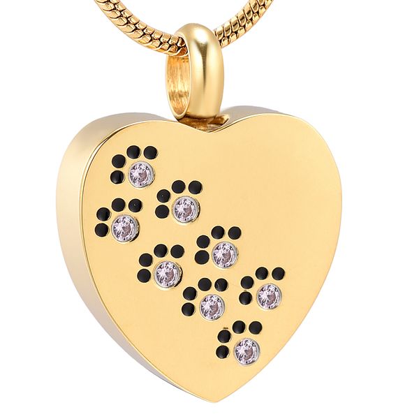 

ijd8383 dog paw print heart urn pendant necklace cremation ashes premium keepsake memorial,pet ashes jewelry urns, Silver