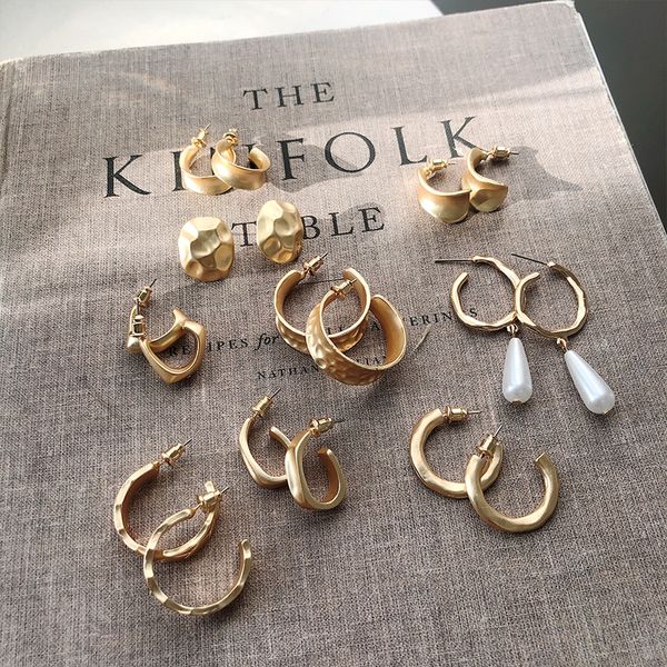 

karasu стиль серьги золото / серебро цвет креативность overlay полукруг открыть круг серьги женщины преувеличена пирсинг ювелирные изделия, Golden;silver