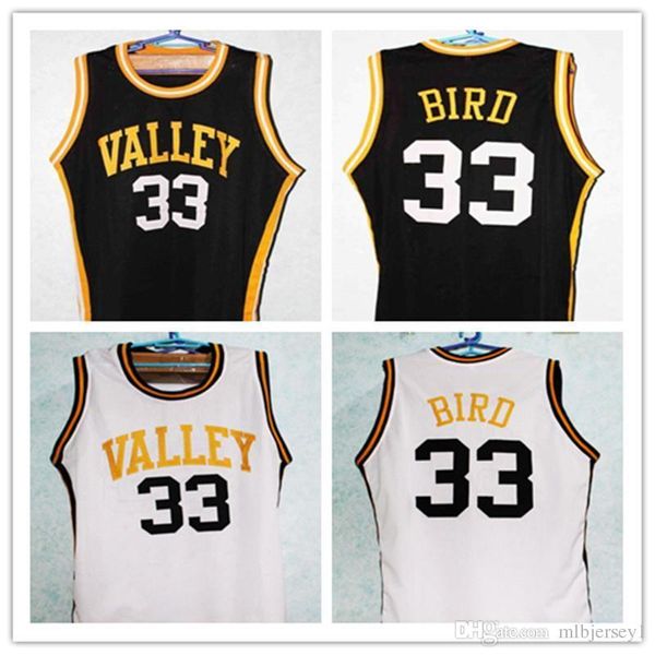 

larry bird #33 valley high school retro throwbacks basketballjersey black white customize any number size and player name, Black;blue