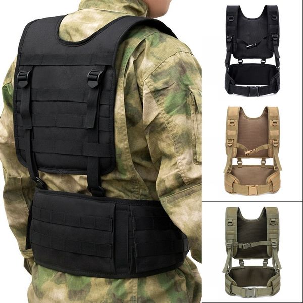 

tactical vest chest rig molle combat waist belt men army cummerbunds paintball equipment outdoor hunting vest, Camo