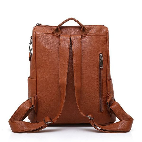 

women's backpack retro color block preppy style faddish zipper bag