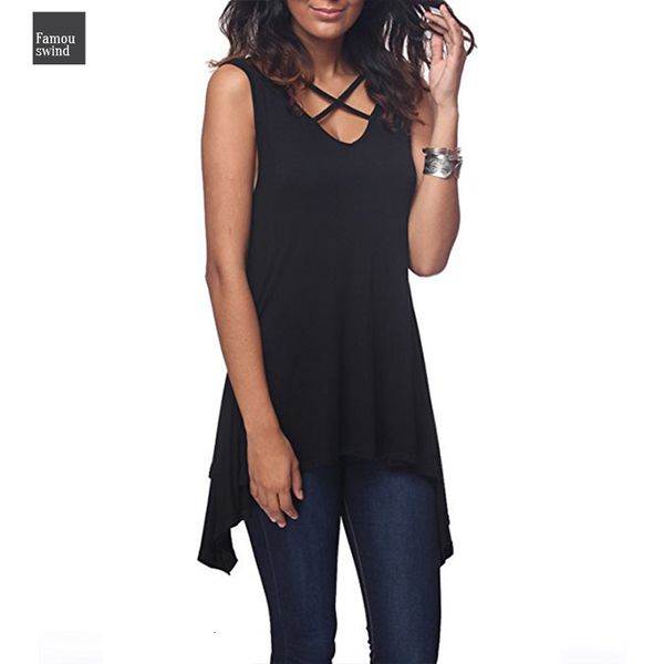 

рубашки 2019 summer sexy criss cross бинты футболка без рукавов v шеи вскользь сыпучие твердая женщины t бля blusas feminina, White