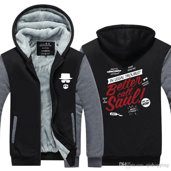 

breaking bad hoodie thicken fleece sweatshirt cardigan cotton coat zipper jacket super warm leisure sweatshirt sportwear hoodies us eu size, Blue;black
