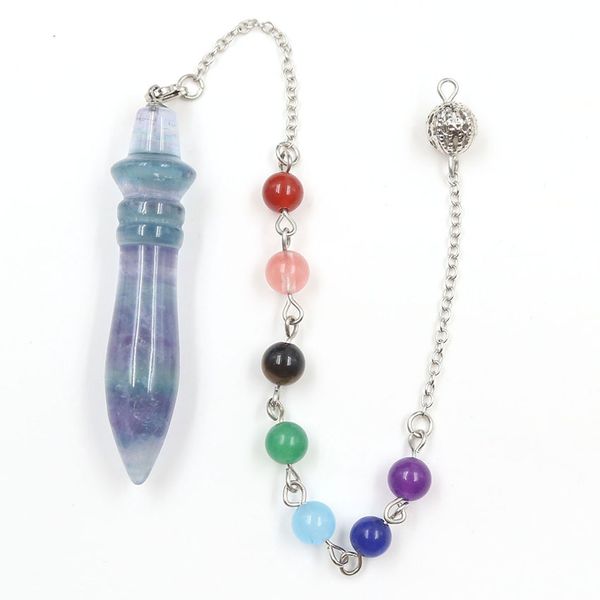 

оптовая продажа 5 шт посеребренные пуля форма флюорит камень кулон цепь маятник для лозоходства ювелирных изделий, Silver