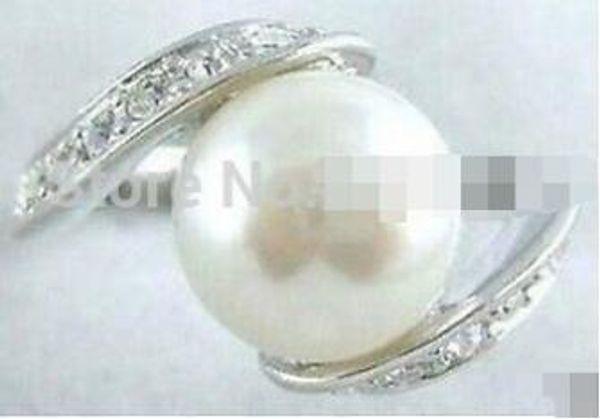 

902 beautiful white shell pearl ring 6-9, Slivery;golden