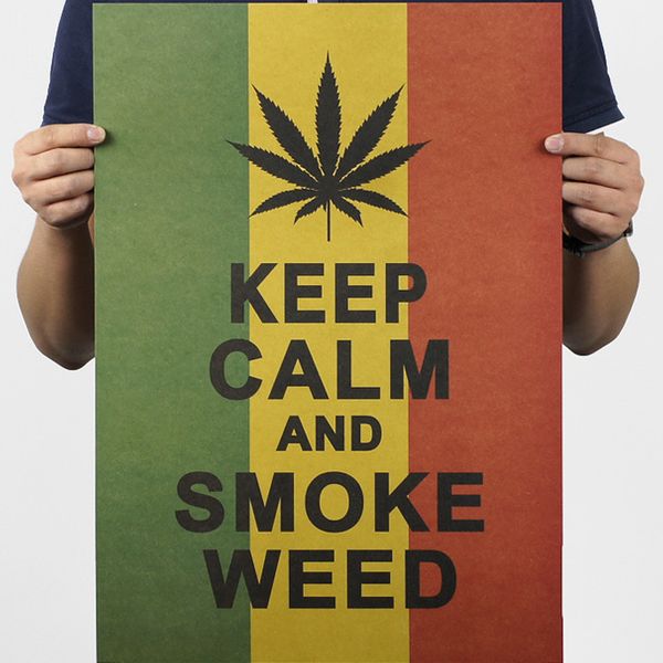 

about 51.5*36cm kraft paper jamaica reggae style keep calm and smoke poster wall sticke