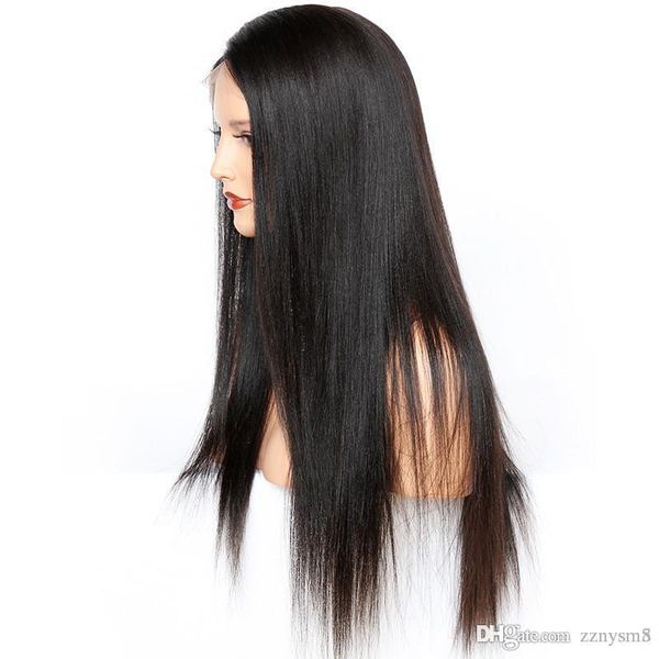 

lace front человеческих волос парики малазийский прямой шнурок фронтальная парик pre щипковых u часть non remy натуральный парик цвет ujibg, Black