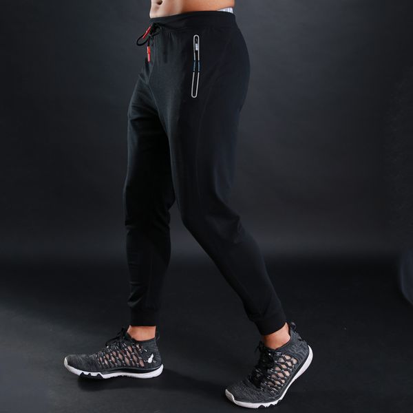 

breathable jogging pants men fitness joggers running pants with zip pocket training sport for running tennis soccer play, Black;blue