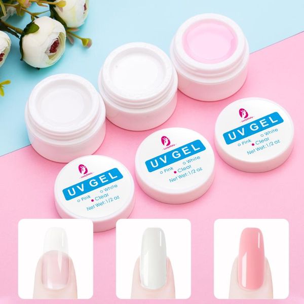 

nail extension gel 6 colors clear poly uv gel builder for finger extension uv varnish quick building nail brush manicure, Red;pink