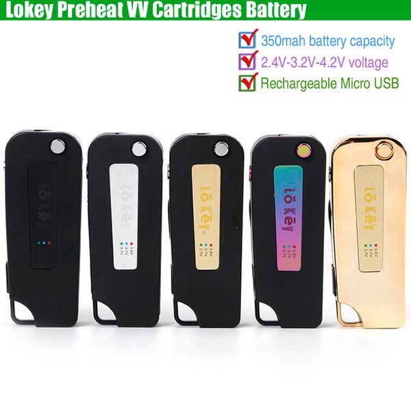 

Новый Lokey Preheat VV Батарея Lo Key 350mAh Переменное напряжение предварительного нагрева Flip Vape Mods USB-зарядное устройство для 510 толстых масляных Vape O Pen Картриджи