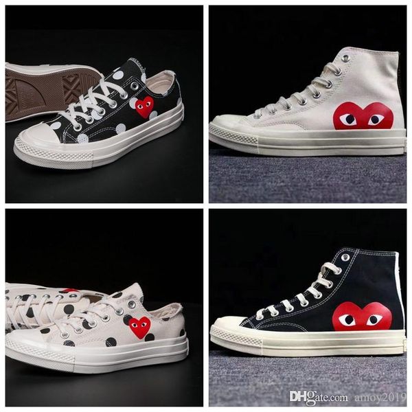 

2019 new 1970s canvas skate shoes originals classic 1970 canvas shoes jointly name cdg play big eyes skateboard casual designer sneakers, Black