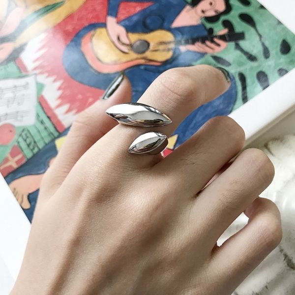 

louleur 925 sterling silver combined geometric surface rings silver glossy creative elegant open rings for women fine jewelry, Slivery;golden