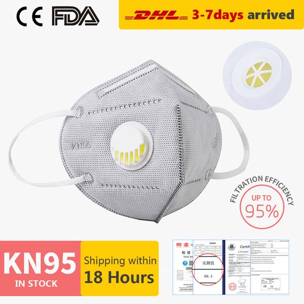 

in stock wholesale ffp2 n95 mask with breathing valve kn95 respirator face masks anti-dust protective masks dhl