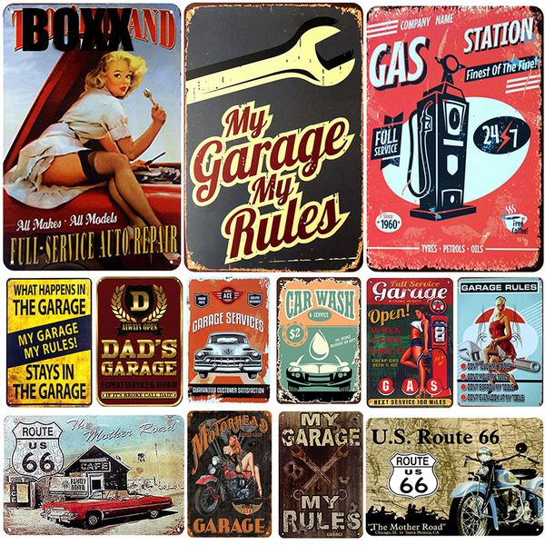 

garage plaque metal vintage tin sign pin up shabby chic decor metal signs vintage bar decoration metal poster pub plate