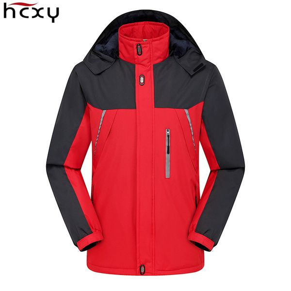 

hcxy 2019 men's hooded mountain wear couple winter jacket men women reflective strip warm clothes windproof waterproof 5xl, Black;brown