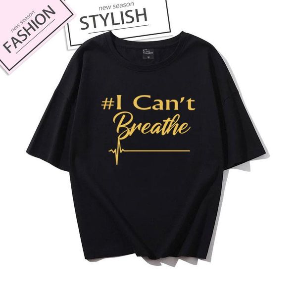 

justice for george floyd t shirts women summer anti-racism i can't breathe t shirt female cotton casual, White
