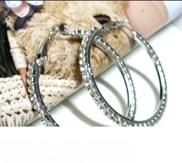 

45mm full drill large circle korean star favorite exaggerated earrings pierced, Golden;silver