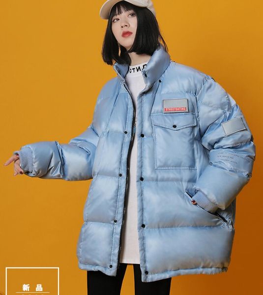 

мода капюшоном ветровки пальто цвета конфеты женщин куртки parka зимы теплые женские куртки high street casual женский ветровки mujer, Black