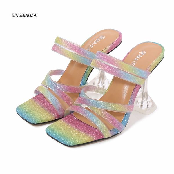 

bbzai woman summer women's shoes new pattern superior quality sandals 9cm thin heels fashion show nightclub 4-14 15, Black