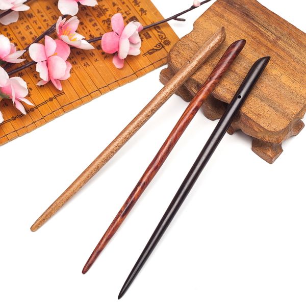 

natural old sandalwood sticks for women vintage handmade chinese hairpin wedding accessories minimalism hair jewelry c19010501, Golden;white