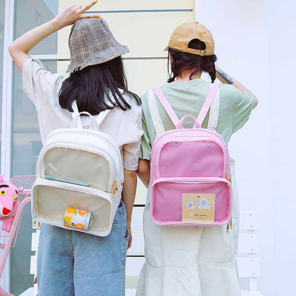 

summer clear transparent women backpacks pvc jelly color student school bags for teenage girls fashion ita bags travel backpack