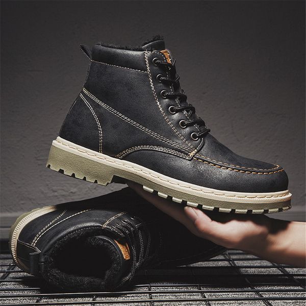 

dihope 2020 autumn winter boots men shoes waterproof men boots fashion street male footwear casual ankle botas hombre, Black