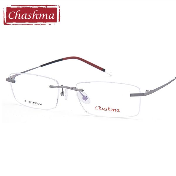 

chashma brand men eyeglasses male rimless ip plating not lose color light pure titanium flexible glasses frames, Black