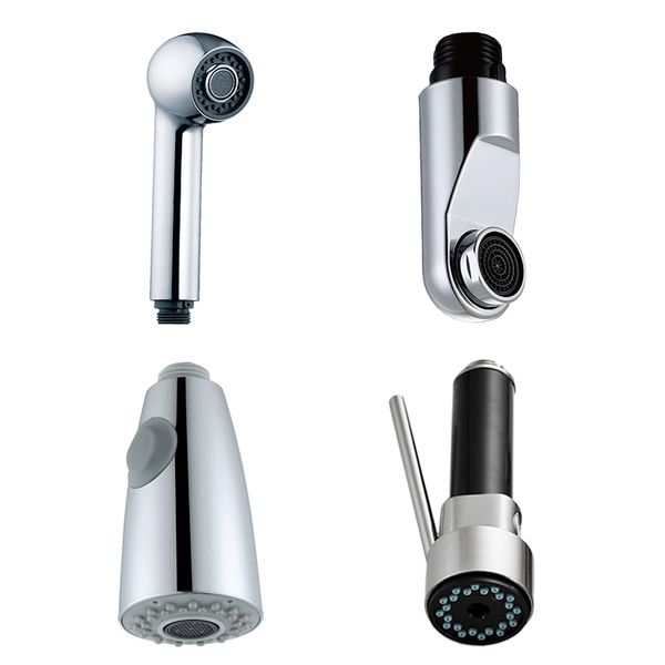 

abs chrome silver sink kitchen pull out faucet dual spray spout shower head kitchen faucet pull down spout accessories
