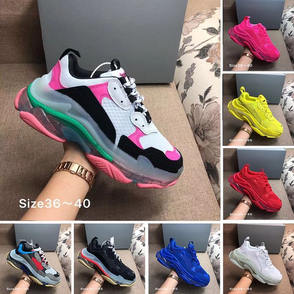 

with designer 17fw triple s adds a clear bubble midsole sneakers mens women neon green luxury increasing brand casual dad shoes