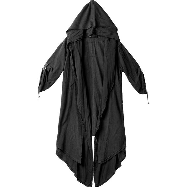 

dark windbreaker personality cloak nightclub coat male gothic fake two over the knee robes long coat men steampunk jacket, Tan;black