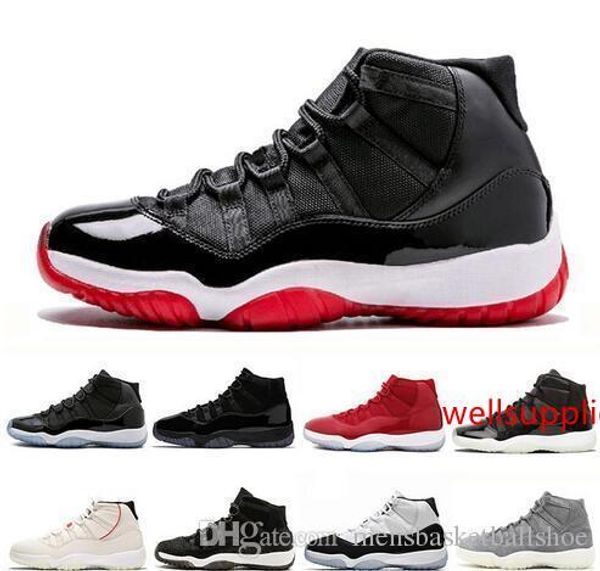 

men 2019 bred 11 concord high 45 xi 11s cap and gown mens basketball shoes prm heiress space jams women sport sneakers us13